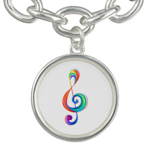 Layered rainbow treble clef bracelet