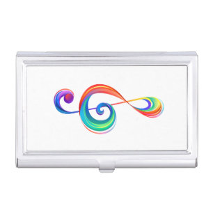 Layered rainbow treble clef business card case