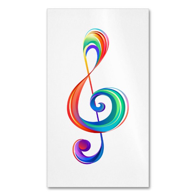 Layered rainbow treble clef business card magnet (Front Vertical)