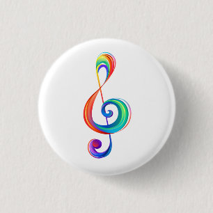 Layered rainbow treble clef button