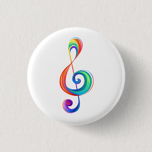 Layered rainbow treble clef button (Front)