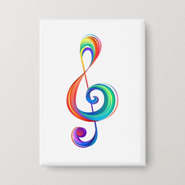 Layered rainbow treble clef button (Front)