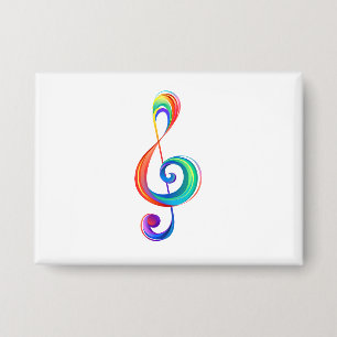 Layered rainbow treble clef button