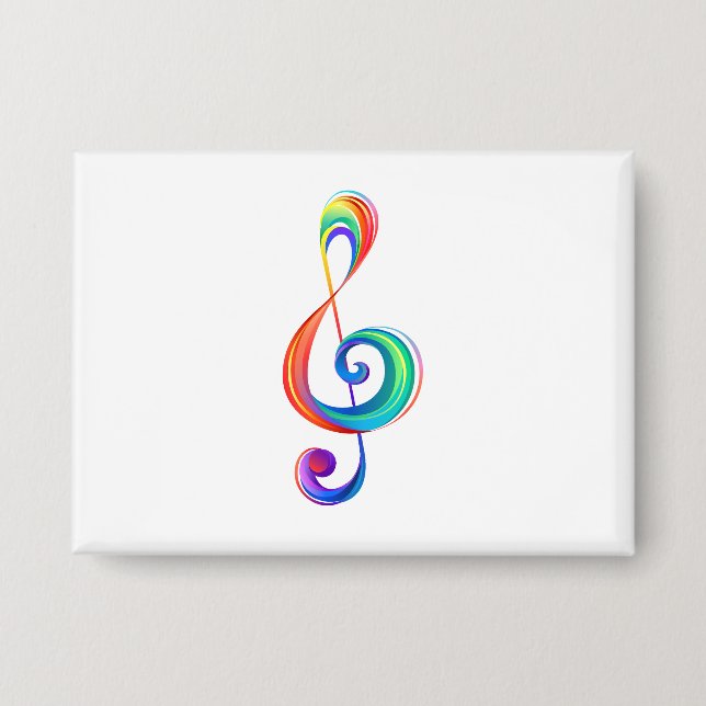 Layered rainbow treble clef button (Front)