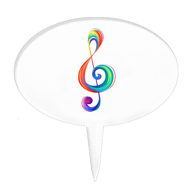 Layered rainbow treble clef cake topper (Front)