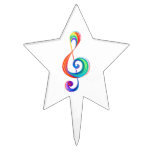 Layered rainbow treble clef cake topper