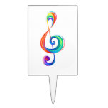 Layered rainbow treble clef cake topper