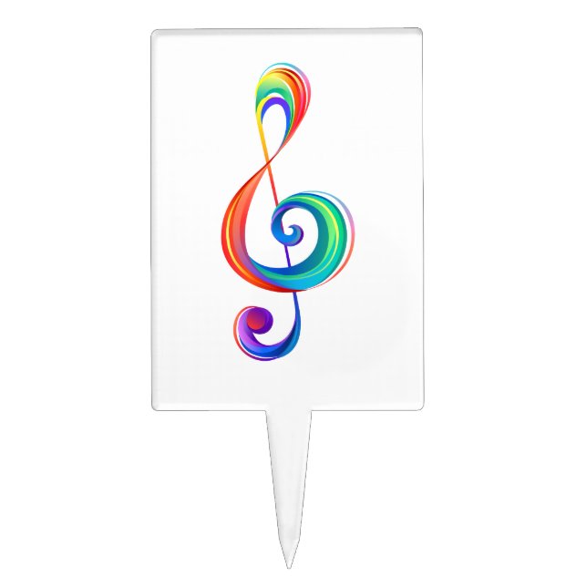 Layered rainbow treble clef cake topper (Front)