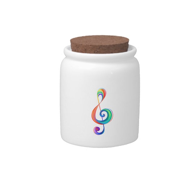Layered rainbow treble clef candy jar (Front)