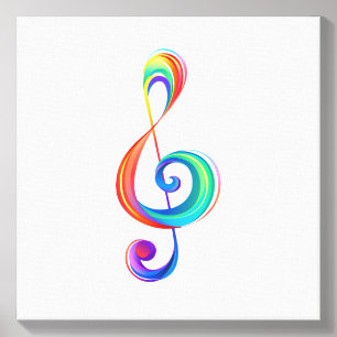 Layered rainbow treble clef canvas photo tile 