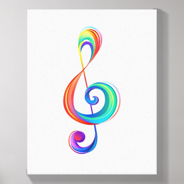 Layered rainbow treble clef canvas photo tile  (Front Set)