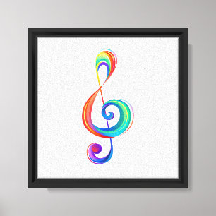 Layered rainbow treble clef canvas print