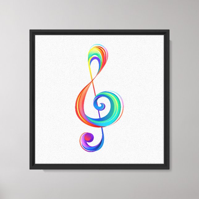Layered rainbow treble clef canvas print (Front)