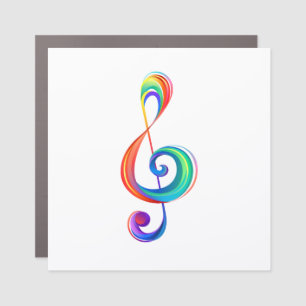 Layered rainbow treble clef car magnet