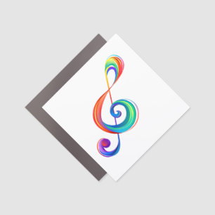 Layered rainbow treble clef car magnet