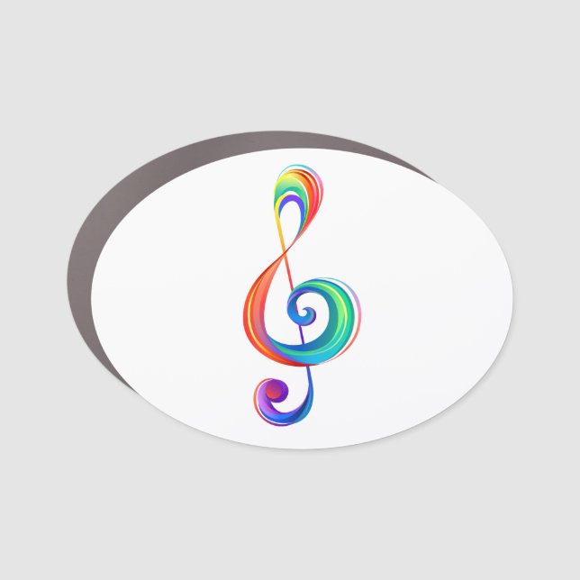 Layered rainbow treble clef car magnet (Front)