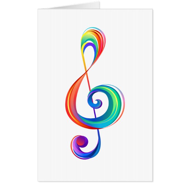 Layered rainbow treble clef card (Front)