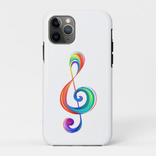 Layered rainbow treble clef iPhone 11 pro case