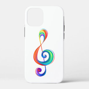 Layered rainbow treble clef iPhone 12 mini case