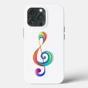 Layered rainbow treble clef iPhone 13 pro case