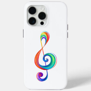 Layered rainbow treble clef iPhone 15 pro max case