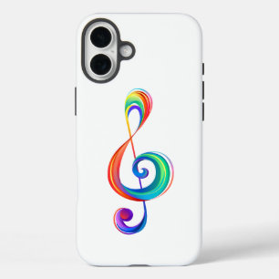 Layered rainbow treble clef iPhone 16 plus case