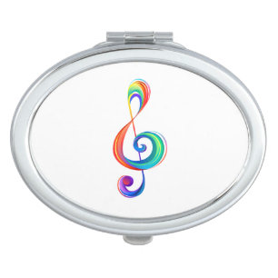 Layered rainbow treble clef compact mirror