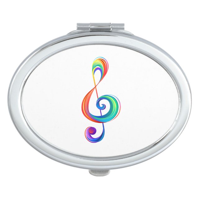 Layered rainbow treble clef compact mirror (Front)
