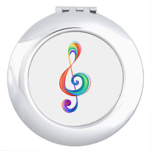 Layered rainbow treble clef compact mirror