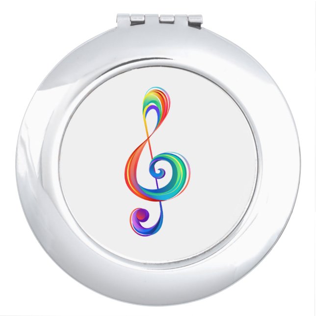 Layered rainbow treble clef compact mirror (Front)