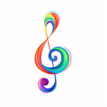 Layered rainbow treble clef cutout<br><div class="desc">Musical key drawn from multicolored layers of rainbow colors on white background.</div>