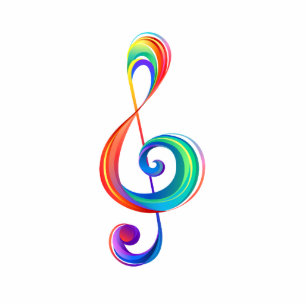 Layered rainbow treble clef cutout