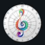 Layered rainbow treble clef dart board<br><div class="desc">Musical key drawn from multicolored layers of rainbow colors on white background.</div>