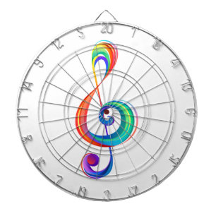 Layered rainbow treble clef dart board