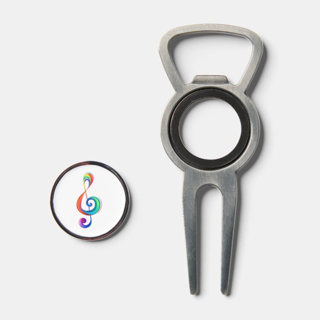 Layered rainbow treble clef divot tool (Front (Open))