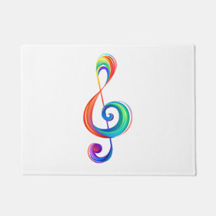 Layered rainbow treble clef doormat