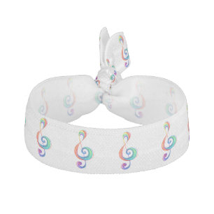 Layered rainbow treble clef elastic hair tie