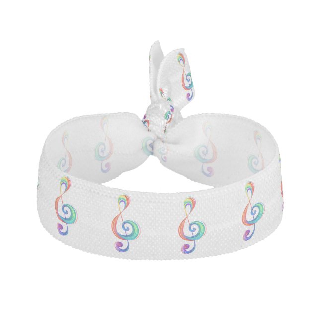 Layered rainbow treble clef elastic hair tie (Front)