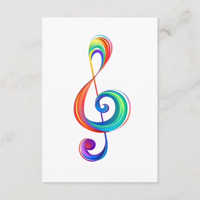 Layered rainbow treble clef enclosure card (Front)
