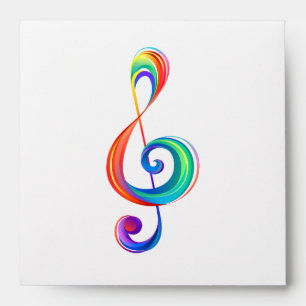 Layered rainbow treble clef envelope