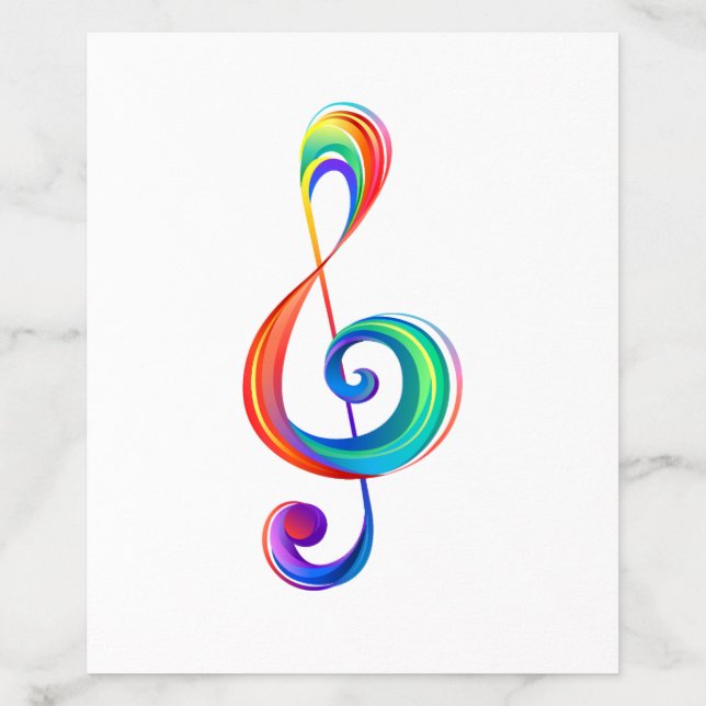 Layered rainbow treble clef envelope liner (Design)