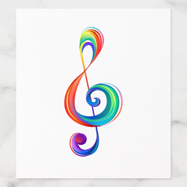 Layered rainbow treble clef envelope liner (Design)