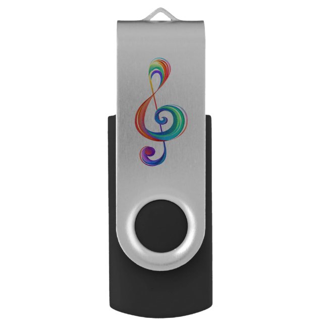 Layered rainbow treble clef flash drive (Front Vertical)