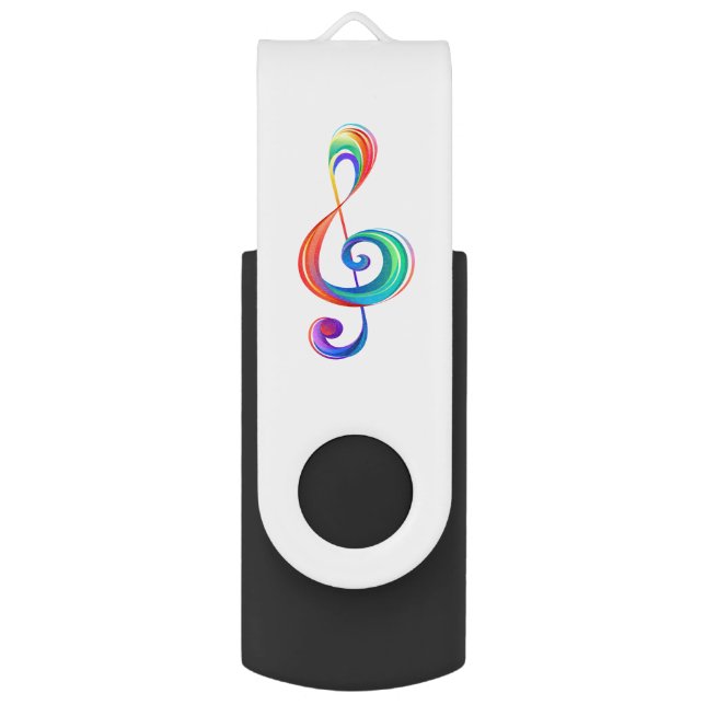 Layered rainbow treble clef flash drive (Front Vertical)