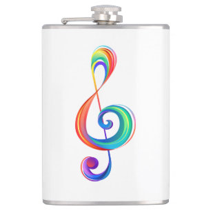 Layered rainbow treble clef flask
