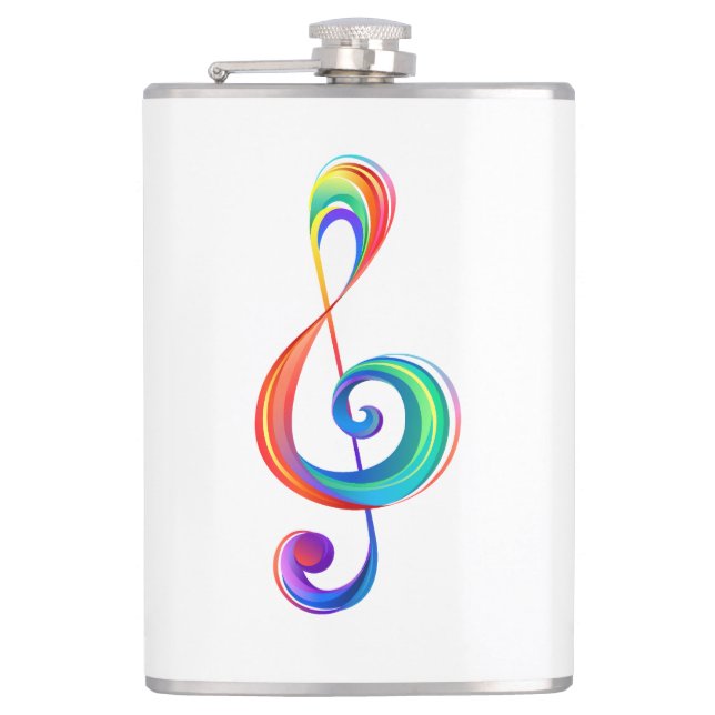 Layered rainbow treble clef flask (Front)