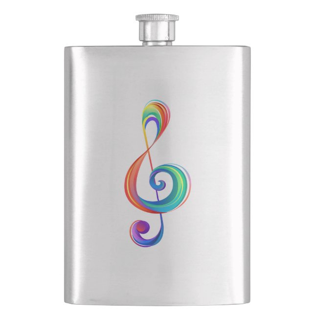 Layered rainbow treble clef flask (Front)