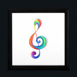 Layered rainbow treble clef gift box<br><div class="desc">Musical key drawn from multicolored layers of rainbow colors on white background.</div>