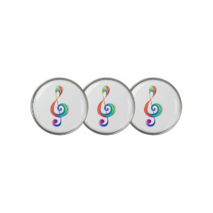 Layered rainbow treble clef golf ball marker