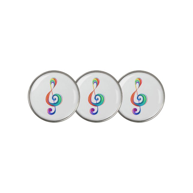 Layered rainbow treble clef golf ball marker (3 Up)